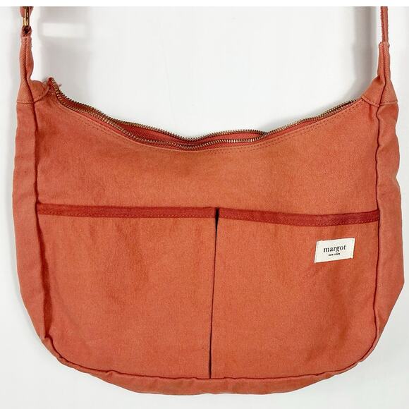 Margot New York Canvas Shoulder Bag Salmon Terracota *FLAW-zipper* - Picture 1 of 6